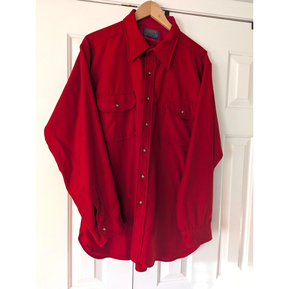 Vintage 1970's Pendleton Shacket Men's XL  100% Virgin Wool Red w/Flaw